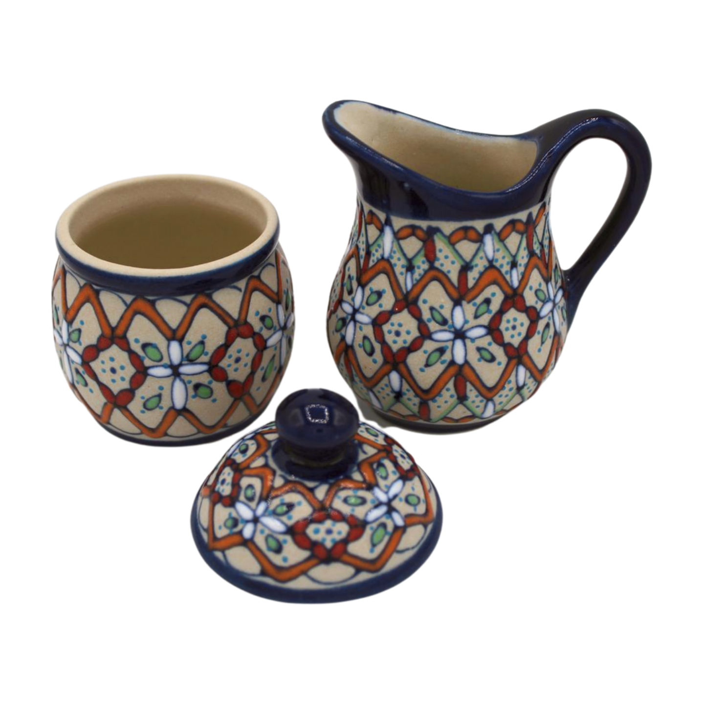 Hand Painted Ceramic Sugar and Creamer Set